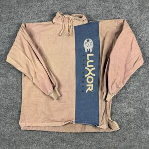 Luxor Sweatshirt Mens Size L/XL Tan Blue 1/4 Zip Cotton Blend Vintage Las Vegas